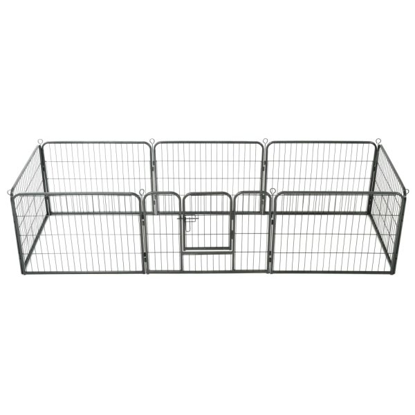 Parque para cães 8 painéis aço 60x80 cm preto - 346299