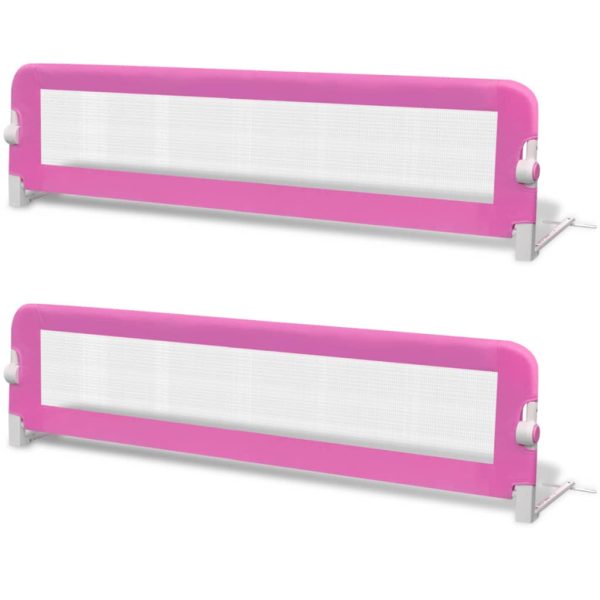 Barra de segurança para cama de criança 2 pcs 150x42 cm rosa - 219647