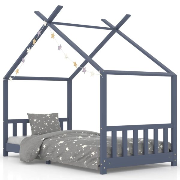 Estrutura de cama para crianças 90x200 cm pinho maciço cinzento - 685160