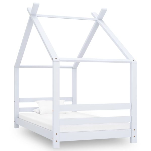 Estrutura de cama para crianças 80x160 cm pinho maciço branco - 210238