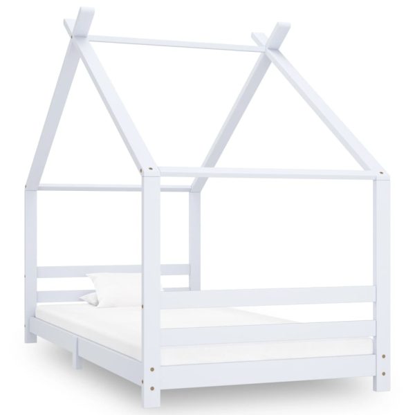 Estrutura de cama para crianças 90x200 cm pinho maciço branco - 217805