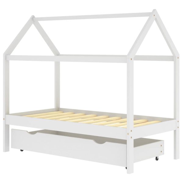 Cama para crianças c/ gaveta 80x160 cm pinho maciço branco - 685218