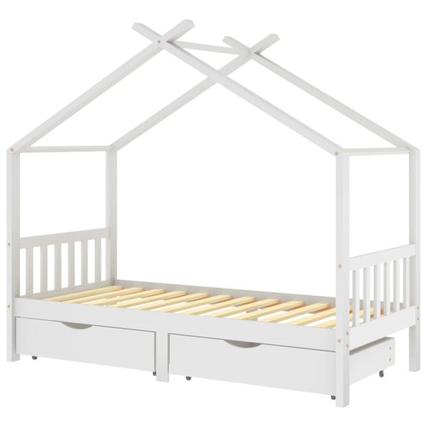 Estrutura cama criança c/ gavetas 90x200 cm pinho maciço branco - 685229