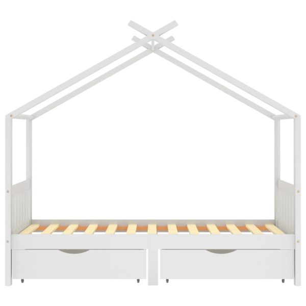 Estrutura cama criança c/ gavetas 90x200 cm pinho maciço branco - 685229 - Image 2