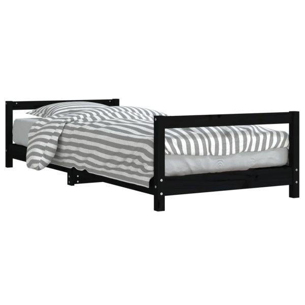 Estrutura de cama infantil 90x200 cm pinho maciço preto - 685239