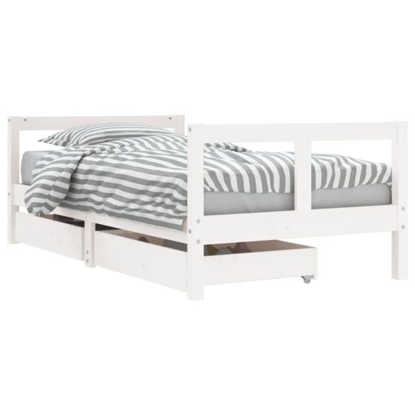 Estrutura cama infantil c/ gavetas 80x160cm pinho maciço branco - 685258