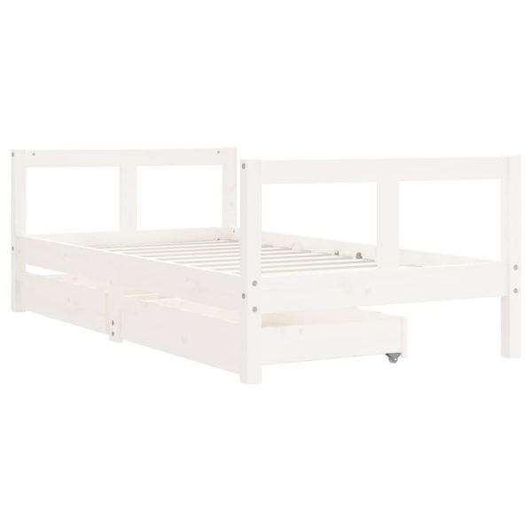 Estrutura cama infantil c/ gavetas 80x160cm pinho maciço branco - 685258 - Image 2