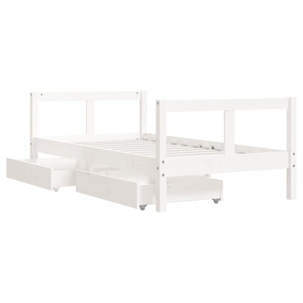 Estrutura cama infantil c/ gavetas 80x160cm pinho maciço branco - 685258 - Image 3