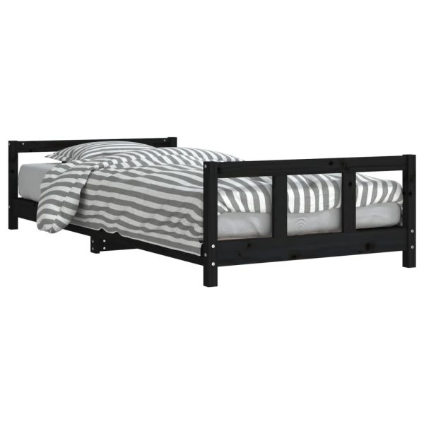 Estrutura de cama infantil 90x200 cm pinho maciço preto - 685268