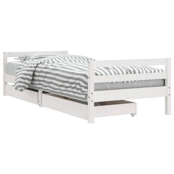 Estrutura cama infantil c/ gavetas 90x200cm pinho maciço branco - 685282