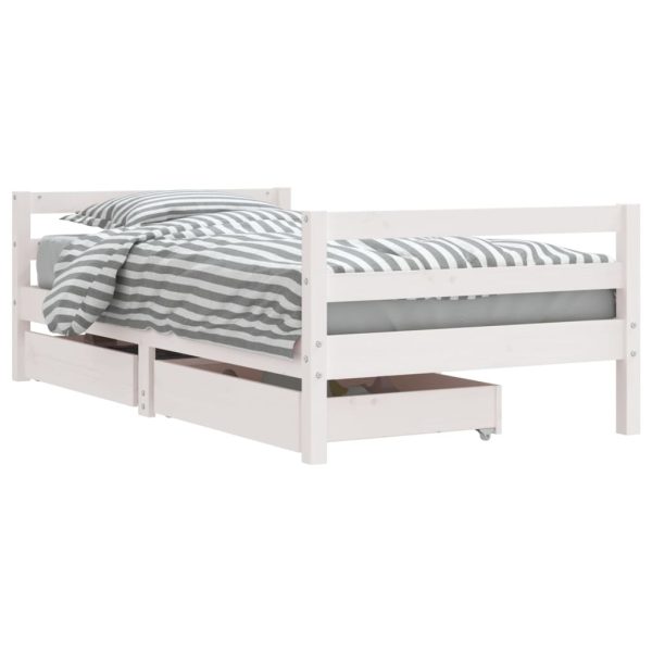 Estrutura cama infantil c/ gavetas 80x160cm pinho maciço branco - 685288