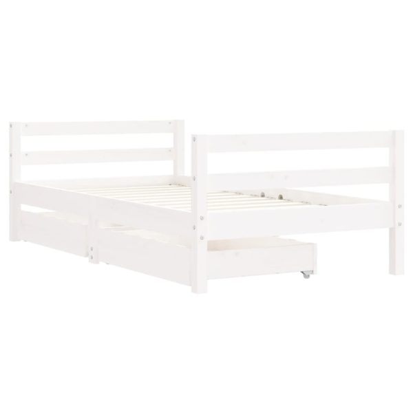 Estrutura cama infantil c/ gavetas 80x160cm pinho maciço branco - 685288 - Image 2