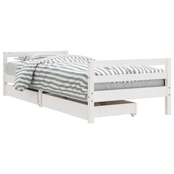 Estrutura cama infantil c/ gavetas 90x190cm pinho maciço branco - 685291