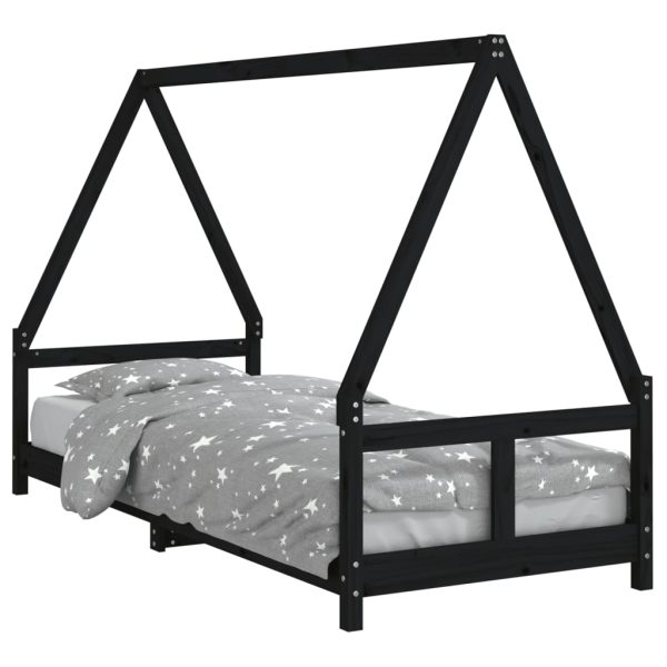 Estrutura de cama infantil 80x200 cm pinho maciço preto - 685295