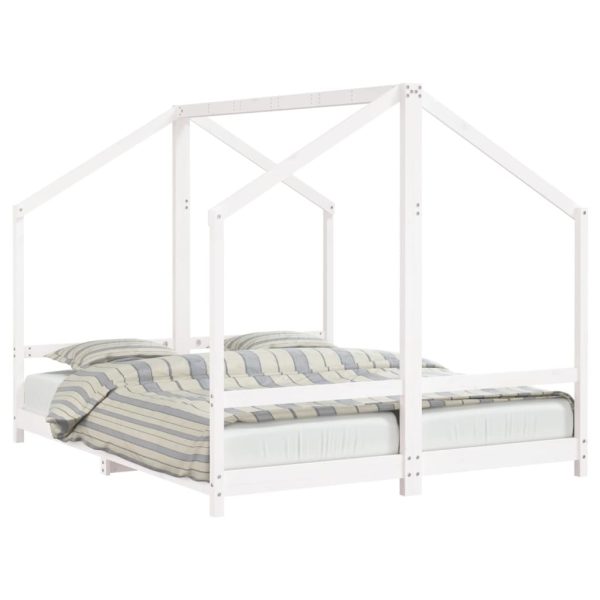 Estrutura de cama infantil 2x(80x200) cm pinho maciço branco - 685182