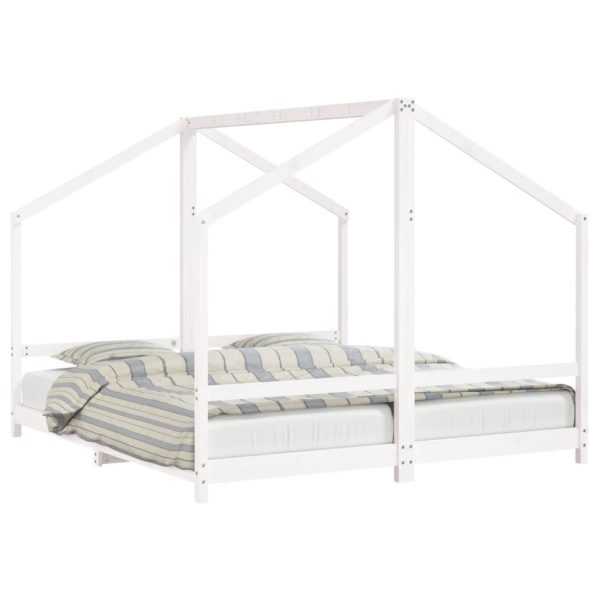 Estrutura de cama infantil 2x(90x200) cm pinho maciço branco - 685188