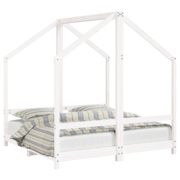 Estrutura de cama infantil 2x(70x140) cm pinho maciço branco - 685194