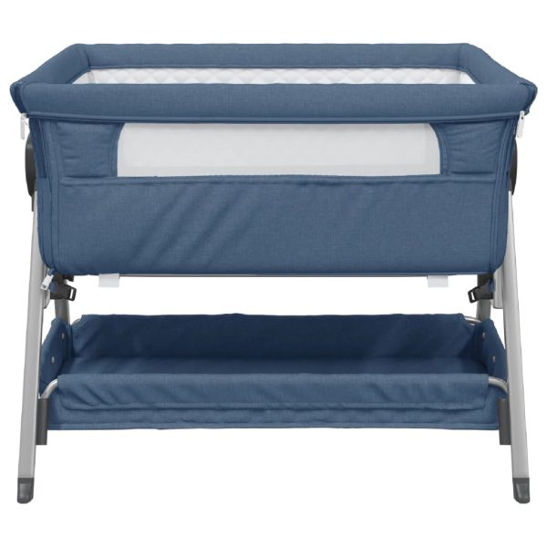 Cama de bebé com colchão tecido de linho azul marinho - 685398 - Image 2