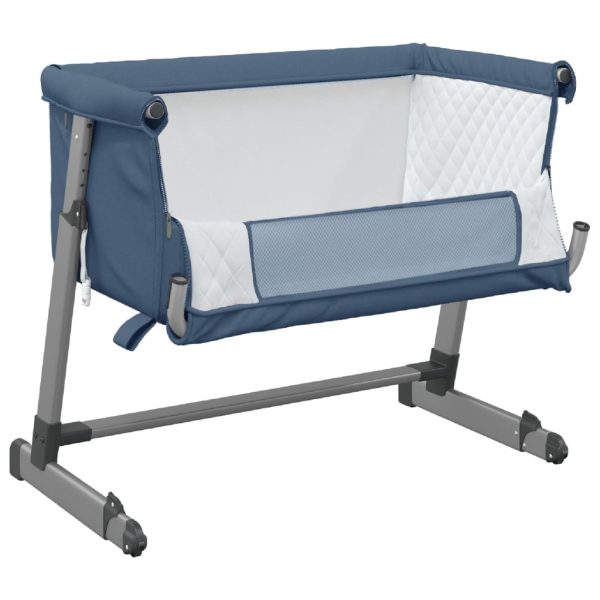 Cama de bebé com colchão tecido de linho azul marinho - 685410 - Image 3