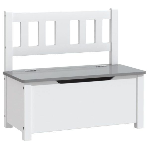 Banco de arrumação infantil 60x30x55 cm MDF branco e cinzento - 308834