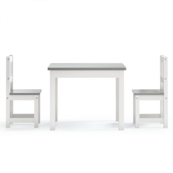 3 pcs conjunto mesa e cadeiras infantil MDF branco e cinzento - 308836 - Image 2