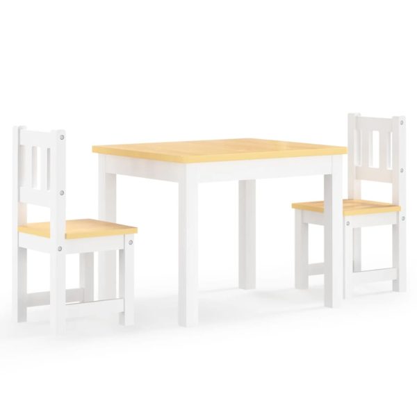 3 pcs conjunto mesa e cadeiras infantil MDF branco e bege - 308837