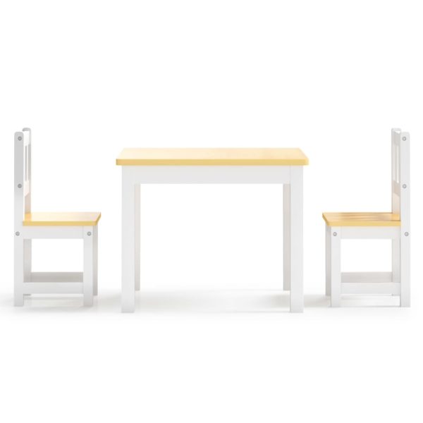 3 pcs conjunto mesa e cadeiras infantil MDF branco e bege - 308837 - Image 2