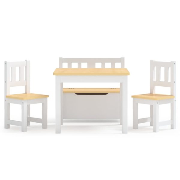 4 pcs conjunto mesa e cadeiras infantil MDF branco e bege - 753281 - Image 2