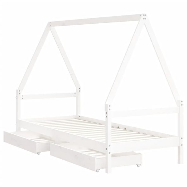 Estrutura cama infantil c/ gavetas 90x190cm pinho maciço branco - 685321 - Image 3