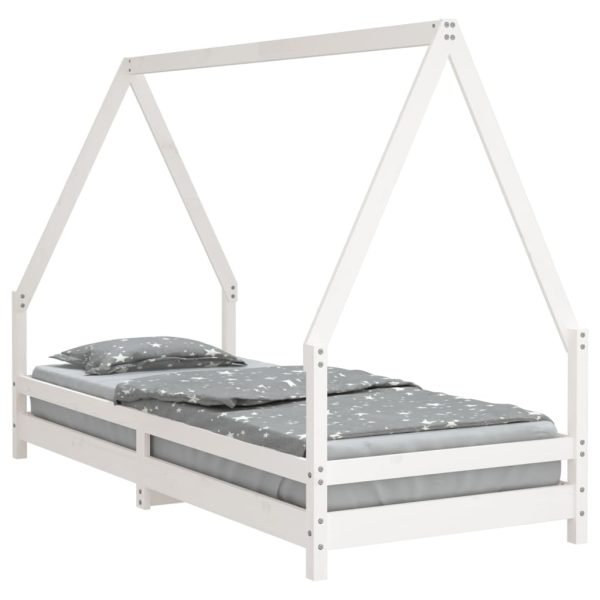 Estrutura de cama infantil 90x200 cm pinho maciço branco - 685327