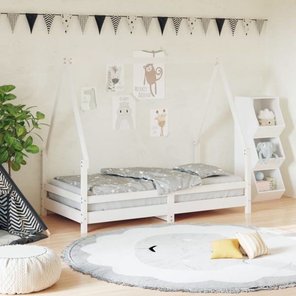 Estrutura de cama infantil 80x160 cm pinho maciço branco - 685333