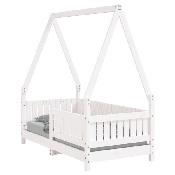 Estrutura de cama infantil 70x140 cm pinho maciço branco - 685345