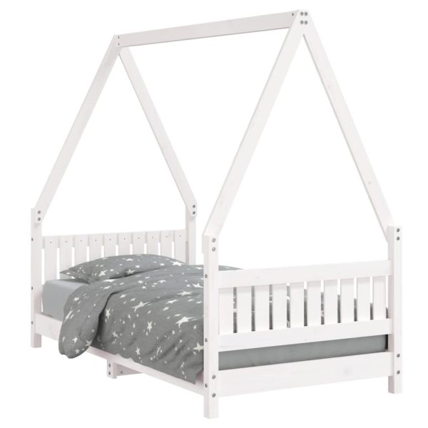 Estrutura de cama infantil 80x160 cm pinho maciço branco - 685348