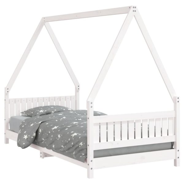 Estrutura de cama infantil 90x190 cm pinho maciço branco - 685351