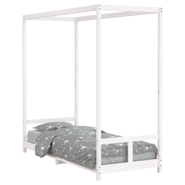 Estrutura de cama infantil 80x200 cm pinho maciço branco - 685363