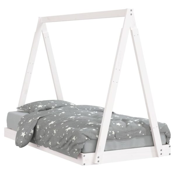 Estrutura de cama infantil 80x160 cm pinho maciço branco - 685372