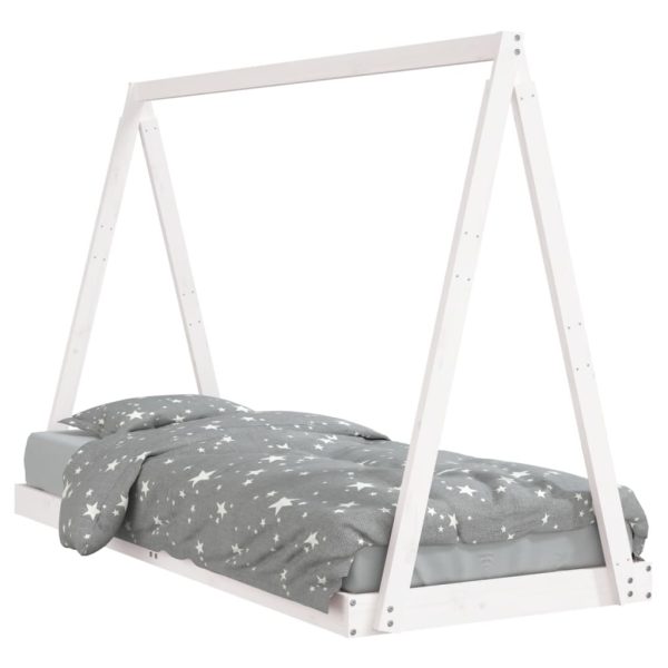 Estrutura de cama infantil 80x200 cm pinho maciço branco - 685378