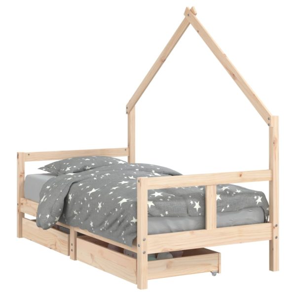 Estrutura de cama infantil c/ gavetas 80x160 cm pinho maciço - 685386