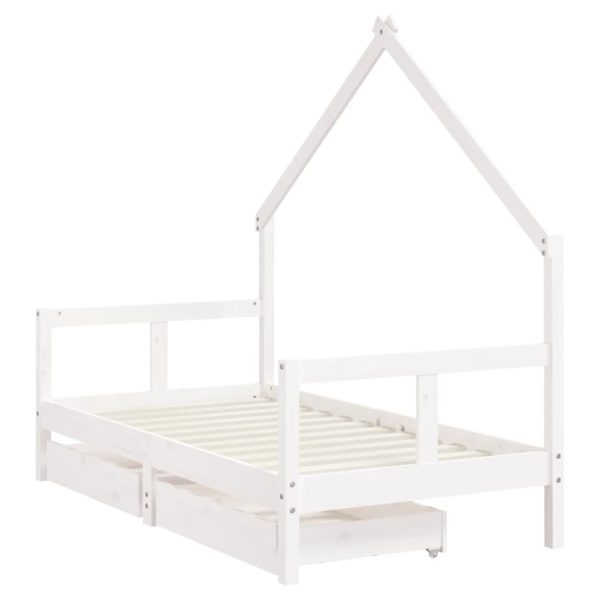 Estrutura cama infantil c/ gavetas 80x160cm pinho maciço branco - 685387 - Image 2