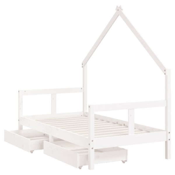 Estrutura cama infantil c/ gavetas 80x160cm pinho maciço branco - 685387 - Image 3