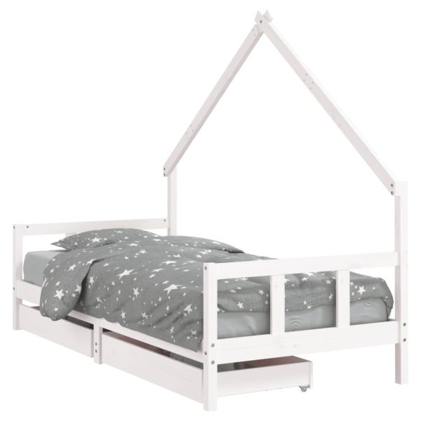 Estrutura cama infantil c/ gavetas 90x190cm pinho maciço branco - 685390