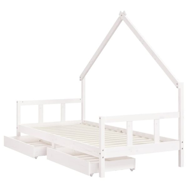 Estrutura cama infantil c/ gavetas 90x190cm pinho maciço branco - 685390 - Image 3