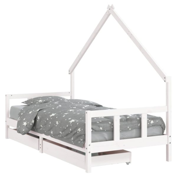 Estrutura cama infantil c/ gavetas 90x200cm pinho maciço branco - 685401