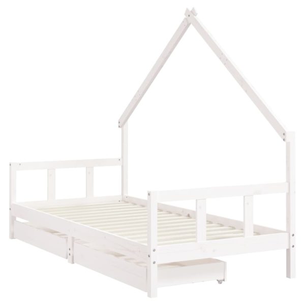 Estrutura cama infantil c/ gavetas 90x200cm pinho maciço branco - 685401 - Image 2