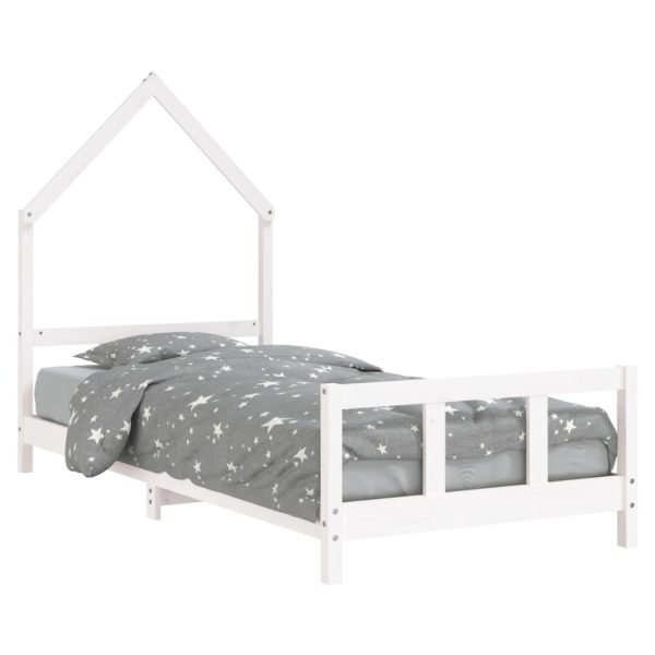 Estrutura de cama infantil 90x190 cm pinho maciço branco - 685419