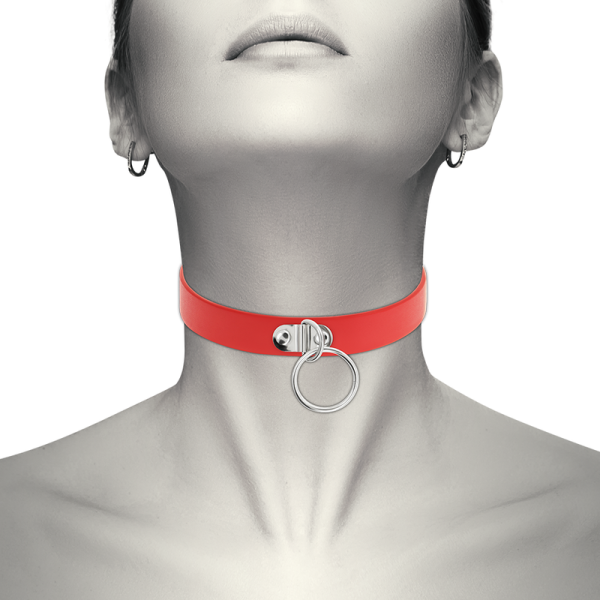 COQUETTE CHIC DESIRE - COLLAR DE PIEL VEGANA ROJA ACCESORIO FETISH MUJER