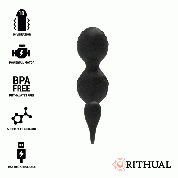 RITHUAL - BOLAS KEGEL VIBRADORAS RECARGABLES NEGRAS NISHA TALLA 1