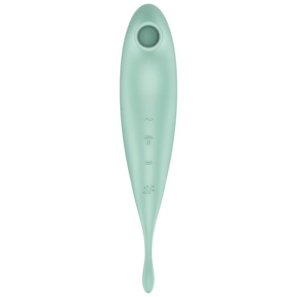 ESTIMULADOR DE PULSO DE AIRE Y VIBRADOR SATISFYER TWIRLING APP PRO+ VERDE - Imagen 2