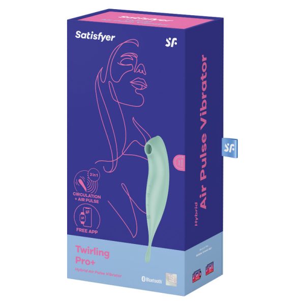 ESTIMULADOR DE PULSO DE AIRE Y VIBRADOR SATISFYER TWIRLING APP PRO+ VERDE - Imagen 3