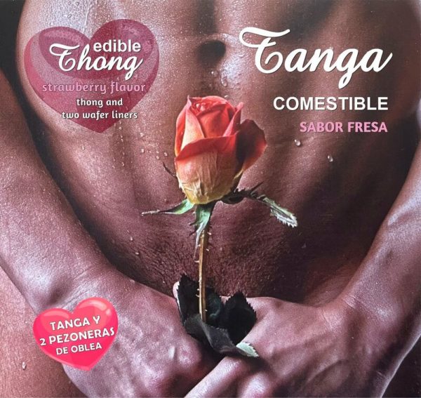 HOTFLOWERS - TANGA HOMBRE+ 2 PEZONES WAFER FRESA /es/pt/en/fr/it/